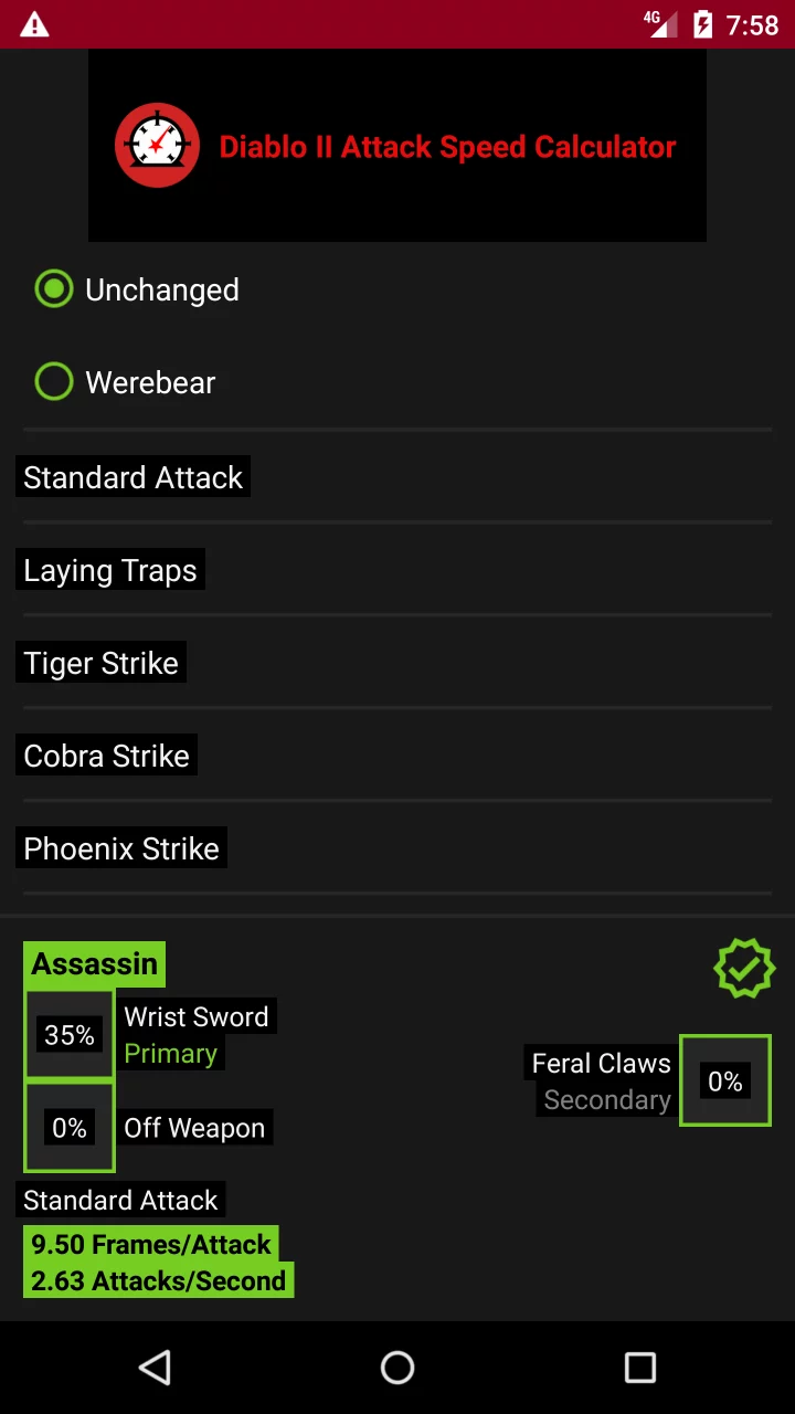 Diablo II Attack Speed Calcula