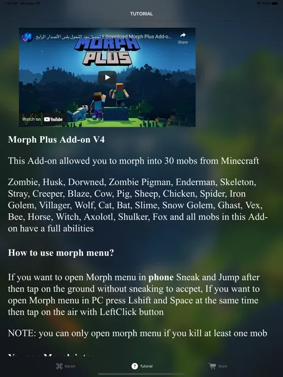 MCPE ADDONS - Morph Mods