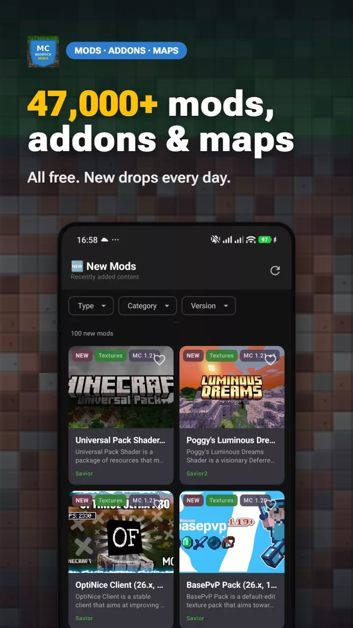 MC Bedrock Mods for Minecraft