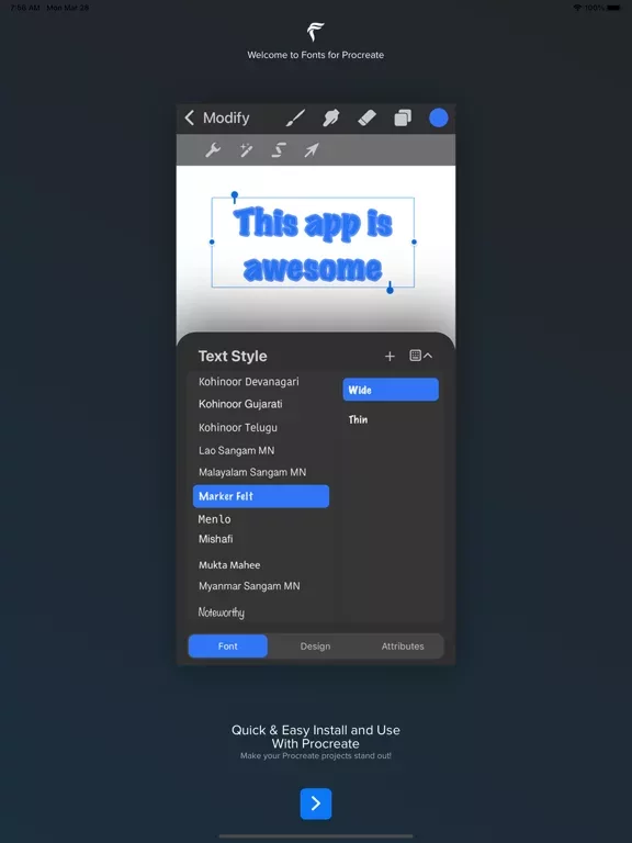 Fonts for Procreate