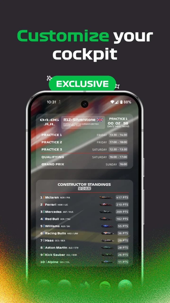 Racify - Beautiful F1 widgets