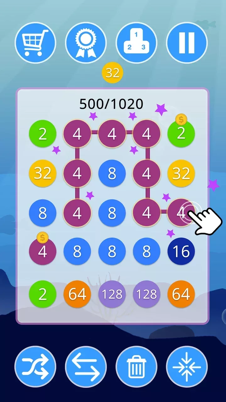 2-4-8 : link identical numbers