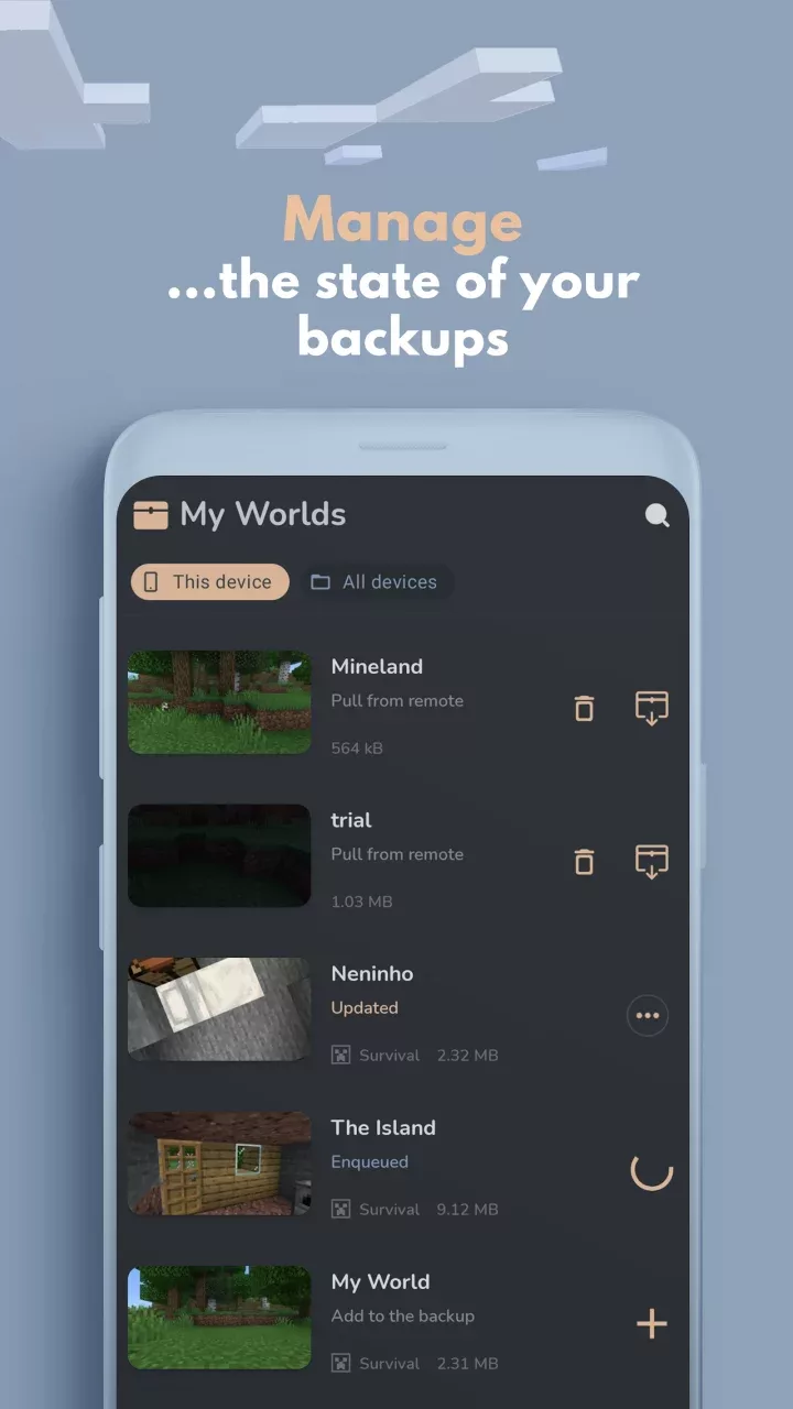 Backup for Minecraft PE