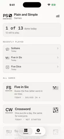 Plain and Simple Games