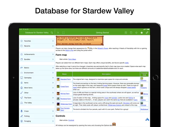 Database for Stardew Valley