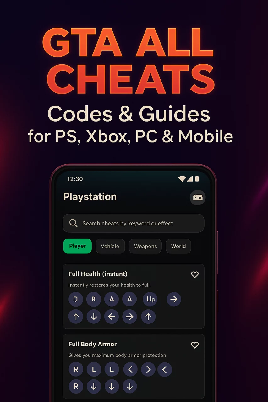GTA All Cheats -Codes & Guides