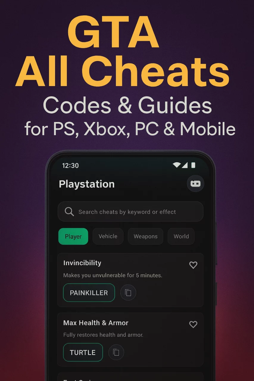 GTA All Cheats -Codes & Guides
