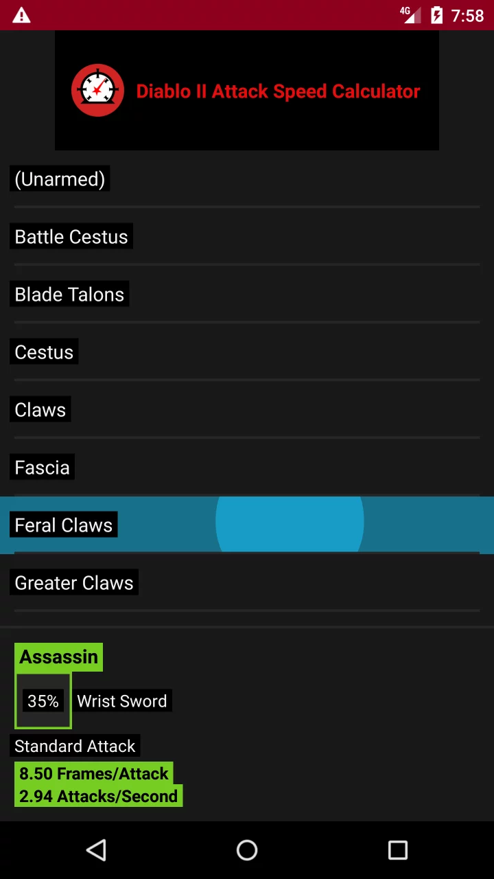 Diablo II Attack Speed Calcula