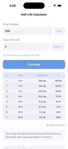 HalfLife Medication Calculator