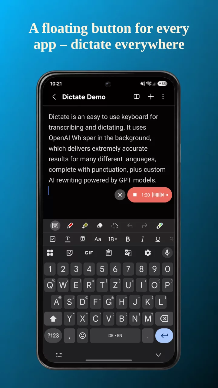 Dictate Keyboard (Whisper AI)