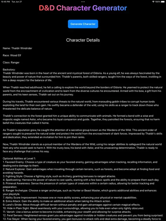 Dungeon Character Roller AI