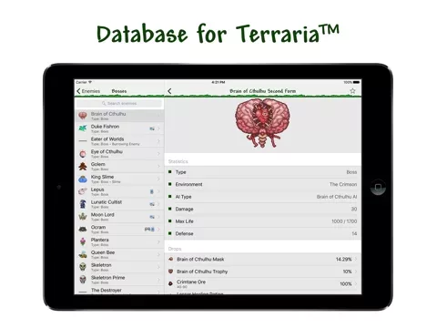 Database for Terraria