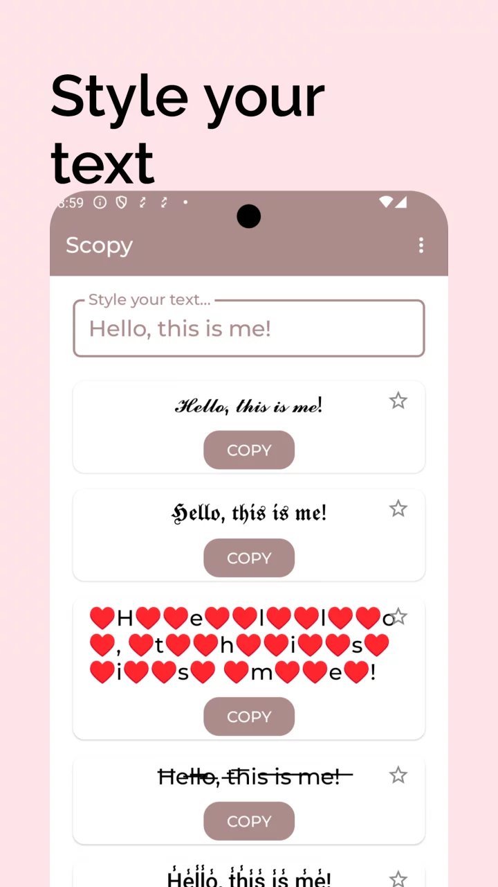 Scopy: Symbols, Fonts, Kaomoji