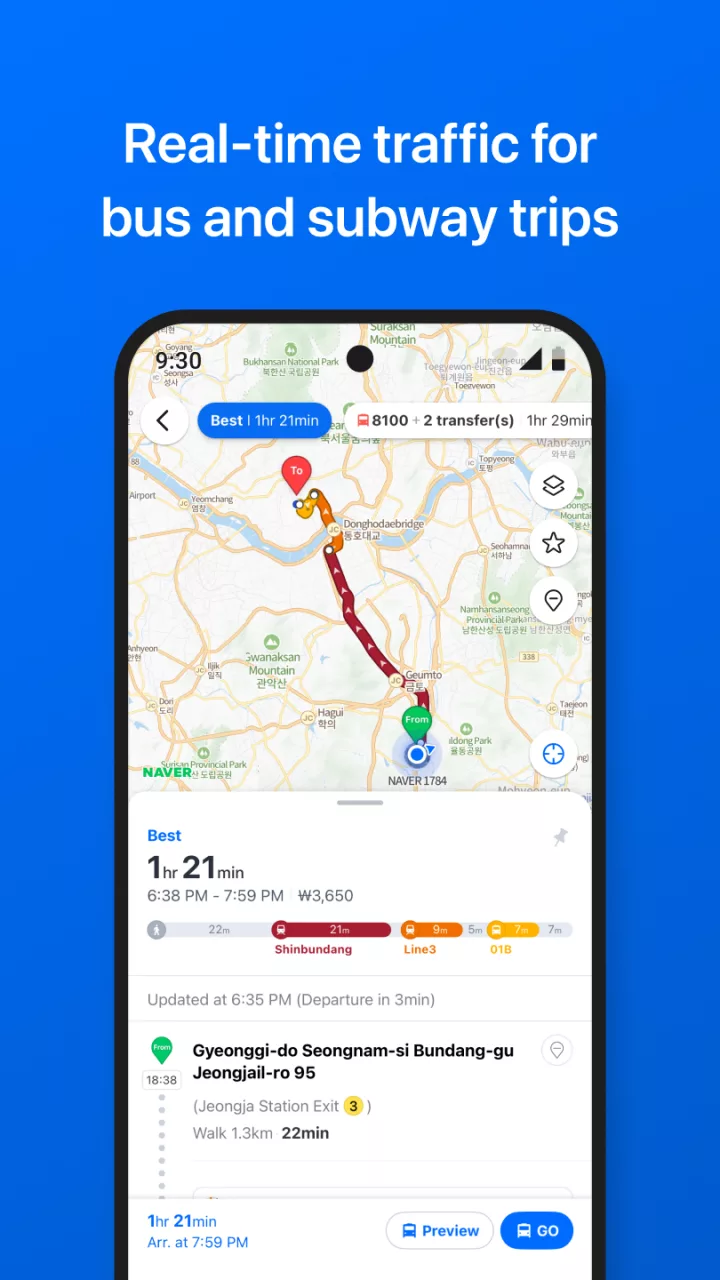NAVER Maps, Navigation